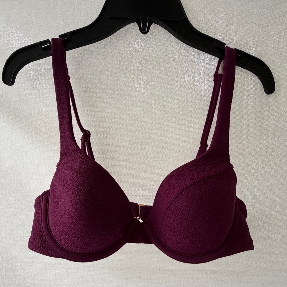 Like New! Shade & Shore Underwire Bikini Top 34B Maroon Burgundy